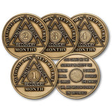 4 Month AA Medallion 1.5" Large Challenge Coin Premium Bronze Sobriety Chip