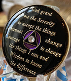 1 Year AA Medallion Purple Tri-Plate Clear Diamond Like Swarovski Crystal Sobriety Chip