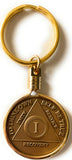 1 Year AA Medallion In Gold Plated Recovery Mint Keychain Holder