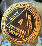 4 Month AA Medallion Reflex Black Gold Plated 120 Day Sobriety Chip