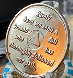 18 Year AA Founders Medallion Titanium Grey Nickel Plated Sobriety Chip