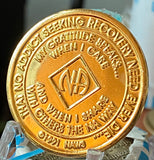 1 Year NA Medallion Gold Amethyst Crystal Sobriety Chip