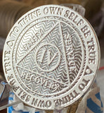 4 Year .999 Fine Silver Mirror Finish AA Medallion Recoverychip Reflex Sobriety Chip