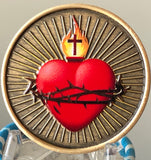 Color Sacred Heart Cross Serenity Prayer Medallion Chip Coin - RecoveryChip