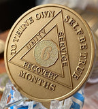 2 Month AA Medallion 1.5" Large Challenge Coin Premium Bronze Sobriety Chip