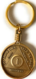1 Year AA Medallion In Gold Plated Recovery Mint Keychain Holder