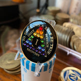 1 Year AA Medallion Black Rainbow Crystal Sobriety Chip