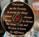 2 Year AA Medallion Black Siam Red Crystal Sobriety Chip