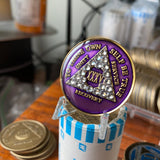 35 Year AA Medallion Purple Clear Diamond Like Swarovski Crystal