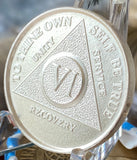 6 Year AA Medallion .999 Fine Silver Sobriety Chip