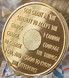 1 Year AA Medallion 1.5" Large Challenge Coin Premium 22k Gold Plated Sobriety Chip