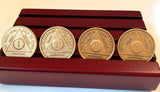 4 Row Wood Coin Display Stand Holds 16 AA Medallions 6x3.5