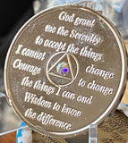 41 Year AA Medallion Nickel Plated AB Crystal Sobriety Chip