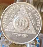 30 Year AA Medallion .999 Fine Silver Sobriety Chip