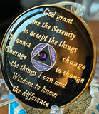 2 Year AA Medallion Purple Glitter Velvet Crystal Sobriety Chip
