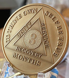 5 Month AA Medallion 1.5" Large Challenge Coin Premium Bronze Sobriety Chip