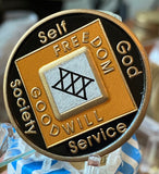 30 Year NA Medallion Orange White and Black Official Narcotics Anonymous Sobriety Chip