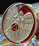 Guardian Angel Medallion Mandarin Metallic Red Gold Plated Tri-Plate Coin