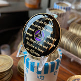 10 Year AA Medallion Purple Tri-plate Transition Crystal Sobriety Chip