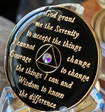 47 Year AA Medallion Black Rainbow Crystal Sobriety Chip