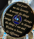 6 Year AA Medallion Blue Sapphire Crystal Sobriety Chip