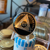 44 Year Classic Black AA Medallion Tri-plate Sobriety Chip