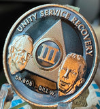 3 Year AA Founders Medallion Titanium Grey Nickel Plated Sobriety Chip