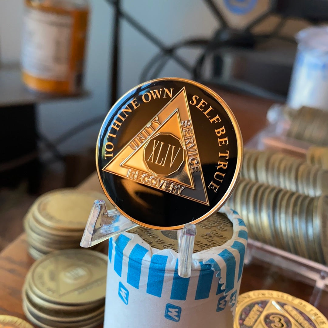 Medaglia AA 3 Anni – Alcolisti Anonimi – Argento Placcato Nero – Sobriety Coin UK