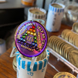 25 Year AA Medallion Purple Tri-plate Rainbow Crystal Sobriety Chip