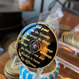 50 Year AA Medallion Black Tri-plate Sobriety Chip Rainbow Crystal