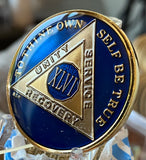 46 Year AA Medallion Midnight Blue Tri-Plate Sobriety Chip