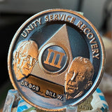 3 Year AA Founders Medallion Titanium Grey Nickel Plated Sobriety Chip