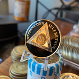 44 Year Classic Black AA Medallion Tri-plate Sobriety Chip
