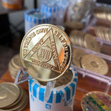 17 Year AA Medallion 22k Gold Plated Sobriety Chip