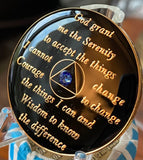 29 Year AA Medallion Black Blue Sapphire Crystal Sobriety Chip
