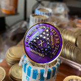 10 Year AA Medallion Purple Tri-plate Transition Crystal Sobriety Chip