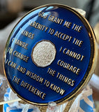 46 Year AA Medallion Midnight Blue Tri-Plate Sobriety Chip