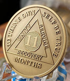 2 Month AA Medallion 1.5" Large Challenge Coin Premium Bronze Sobriety Chip