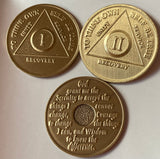 AA Medallion Set Year 1 2 3 Sobriety Chip Pack