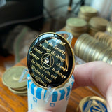 30 Year AA Medallion Black Diamond Like Clear Crystal Sobriety Chip