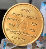 35 Year AA Founders Medallion Orange Black Gold Plated Sobriety Chip