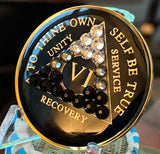 6 Year AA Medallion Black Transition Crystal Tri-plate Sobriety Chip