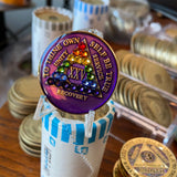 25 Year AA Medallion Purple Tri-plate Rainbow Crystal Sobriety Chip