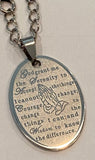 Praying Hands Serenity Prayer Pendant Necklace Silver Color
