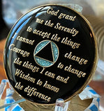 20 Year AA Medallion Aqua Glitter Tri-Plate Sobriety Chip