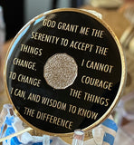 45 Year AA Medallion Black Tri-Plate Sobriety Chip