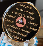 44 Year AA Medallion Pink Rainbow Crystal Sobriety w