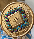 3 Year NA Medallion Amethyst Crystal Official Narcotics Anonymous Sobriety Chip