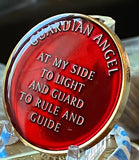 Guardian Angel Medallion Mandarin Metallic Red Gold Plated Tri-Plate Coin