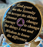 6 Year AA Medallion Purple Lavender Glitter Sobriety Chip